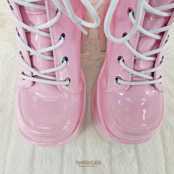 Demonia 5 Inch Platform Boots in Pink - Picture 14 of 15